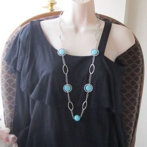 Long Faux Turquoise Necklace